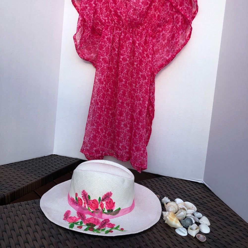 Swimsuit cover up &hand painted hat - Picture 7 of 7